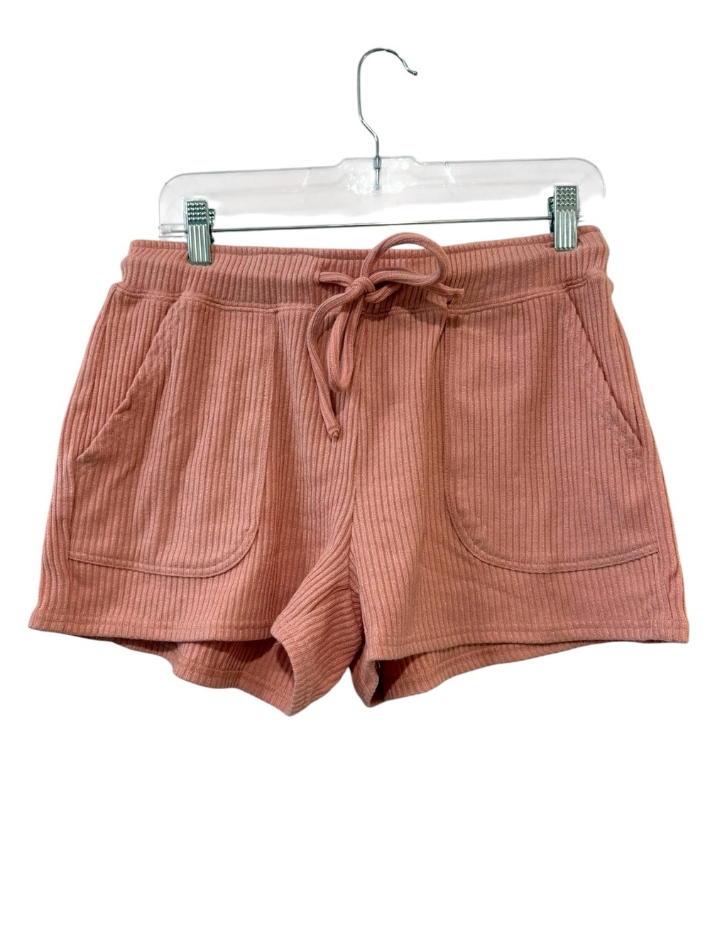 NWT Lulus Medium Pink Rib Knit Lounge Shorts Drawstring Soft Casual